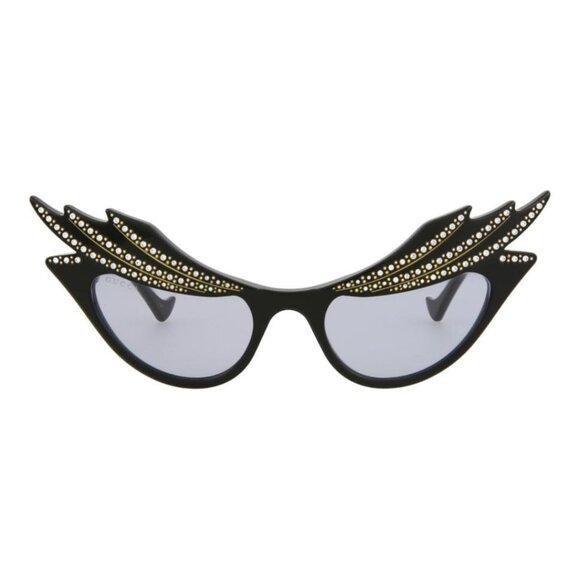 New Authentic Gucci Womens Cat Eye Black Black Violet Fashion Designer Sunglasse - Picture 1 of 4